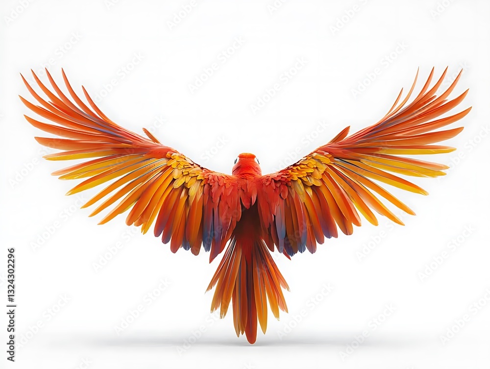Obraz premium A vibrant bird displaying wings and feathers on a white background