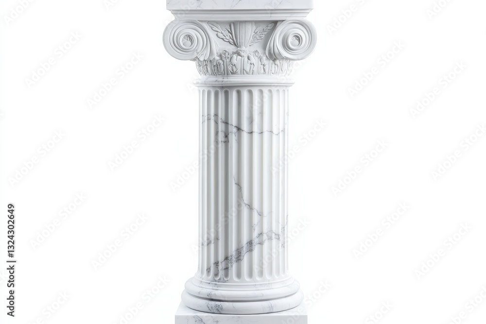 Elegant marble column with intricate carvings on a bright backdrop of classical architecture isolated on transparent background Elegant marble column with intricate carvings on a bright backdrop of classical architecture isolated on transparent background