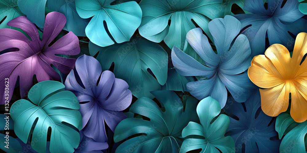 Colorful tropical leaves create a vibrant backdrop of nature's beauty in a lush setting Colorful tropical leaves create a vibrant backdrop of nature's beauty in a lush setting