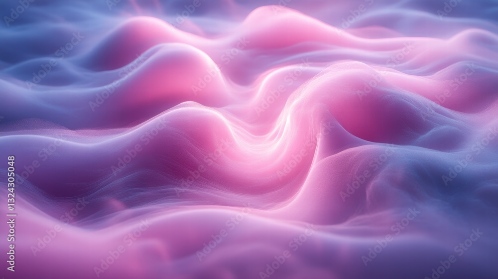 Fototapeta premium Abstract Art of Pastel Spectral Glow Hovering in Soft Fluid Waves with Dreamy Texture