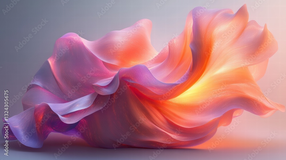 Obraz premium Abstract Art of Soft Pastel Fluid Motion with Glowing Dissolving Effects