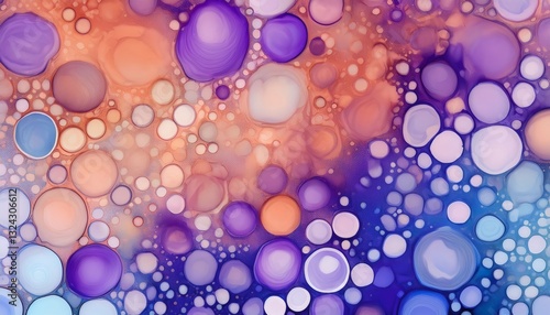 Colorful bubbles creating an abstract oil painting effect with orange, purple and blue gradient