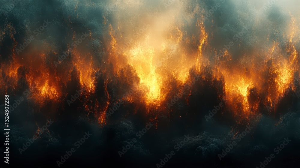 Atmospheric Abstract Art of Pastel Fog Blending with Fiery Orange Hues in Dynamic Contrast Atmospheric Abstract Art of Pastel Fog Blending with Fiery Orange Hues in Dynamic Contrast