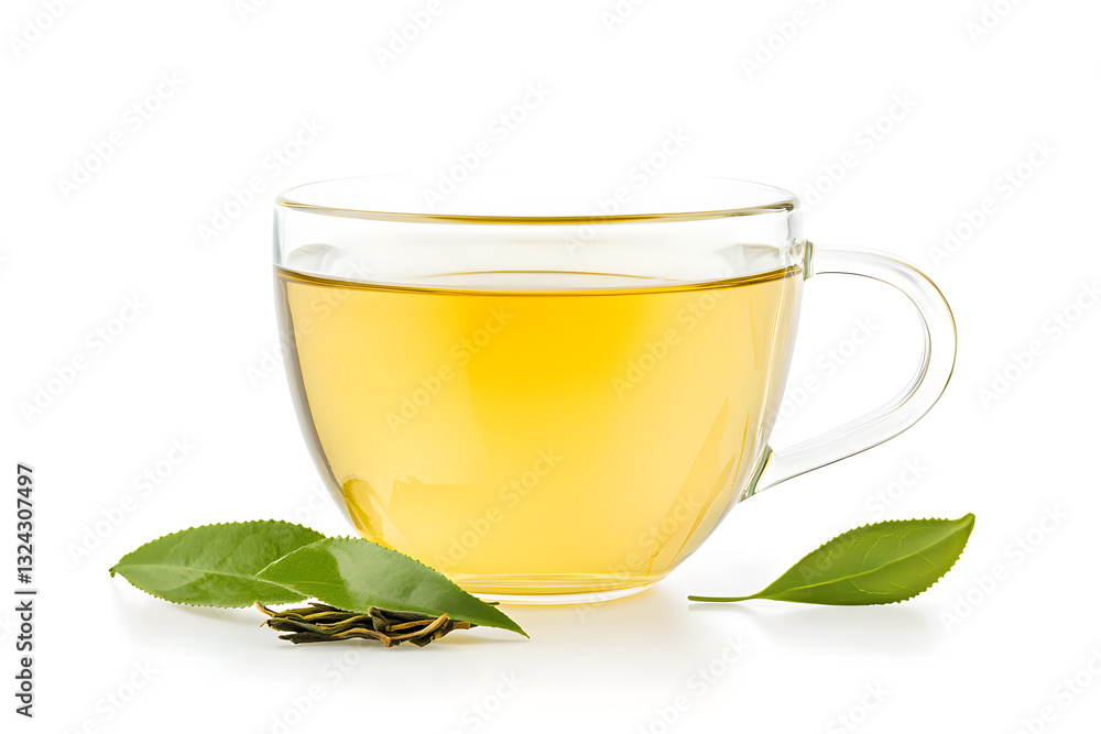Glass cup of Green tea isolated on white background Glass cup of Green tea isolated on white background