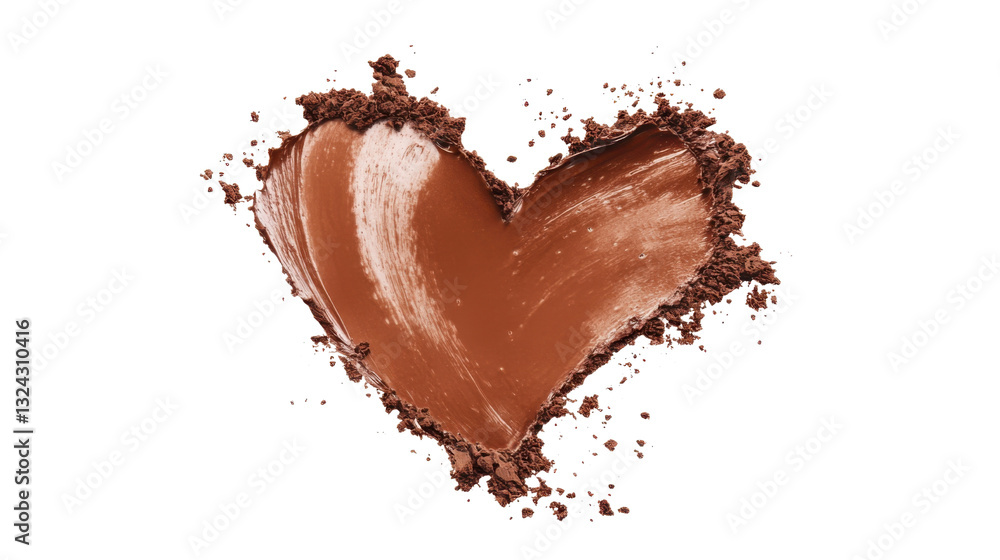 liquid chocolate smear in heart shape isolated on white background liquid chocolate smear in heart shape isolated on white background
