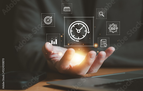 Wallpaper Mural Business person with time management activity to improve productivity, process optimization and lean organization. Business and production improvement by time and resource planning for more profit. Torontodigital.ca