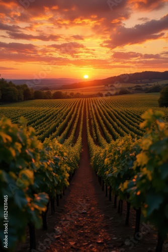 vineyard at sunset
