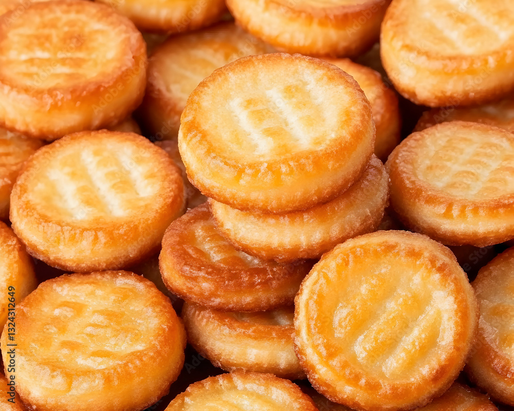 Crispy, round, buttery cookies piled high Crispy, round, buttery cookies piled high
