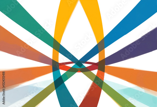 Wallpaper Mural Vibrant, intersecting bands create a sense of equilibrium and teamwork, forming a harmonious geometric flow that emphasizes unity and connection Torontodigital.ca