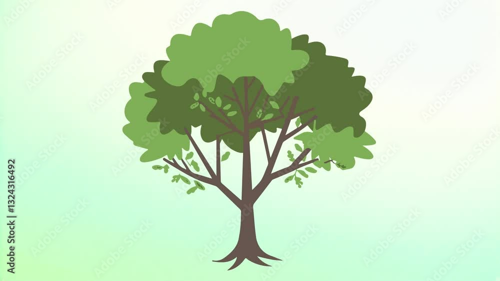 green tree isolated on white, illustration of a simple flat style tree with green leaves and brown trunk green tree isolated on white, illustration of a simple flat style tree with green leaves and brown trunk