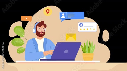 Contact Us Concept Vector Cartoon Art Animation Scene