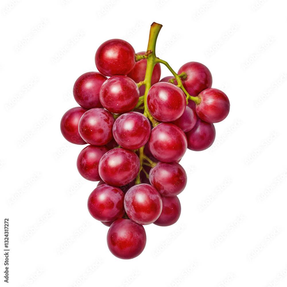 Fototapeta premium Fresh Red Grapes isolated on white or transparent background, png clipart, design element