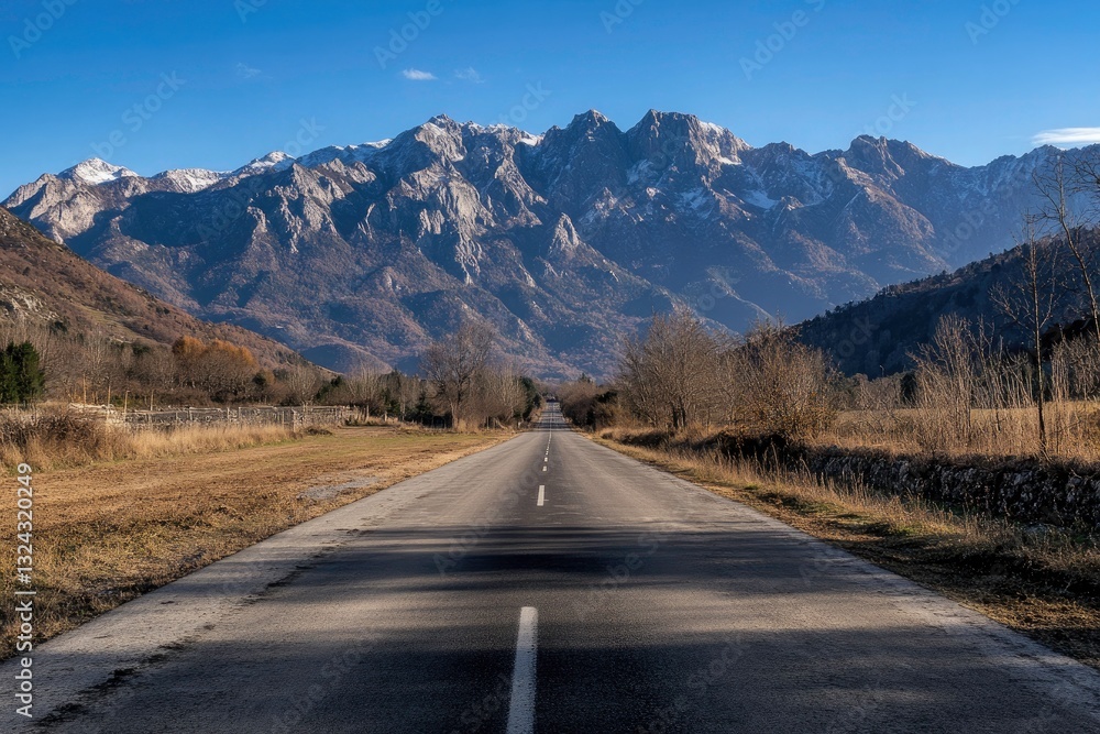 Fototapeta premium Mountain Road Extends into a Majestic Landscape