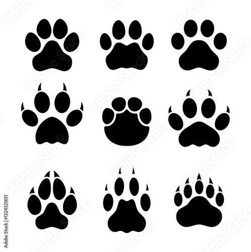 Animal paw prints collection. Vector image