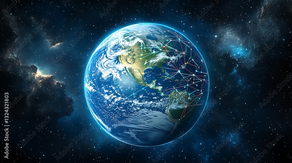Earth with global network in space, for stock photography Earth with global network in space, for stock photography