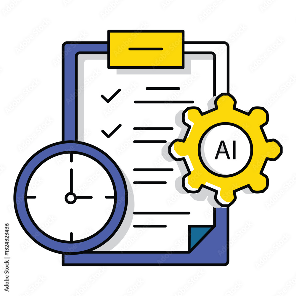 Fototapeta premium Office Agenda and Ai Business Planning Vector Icon Design