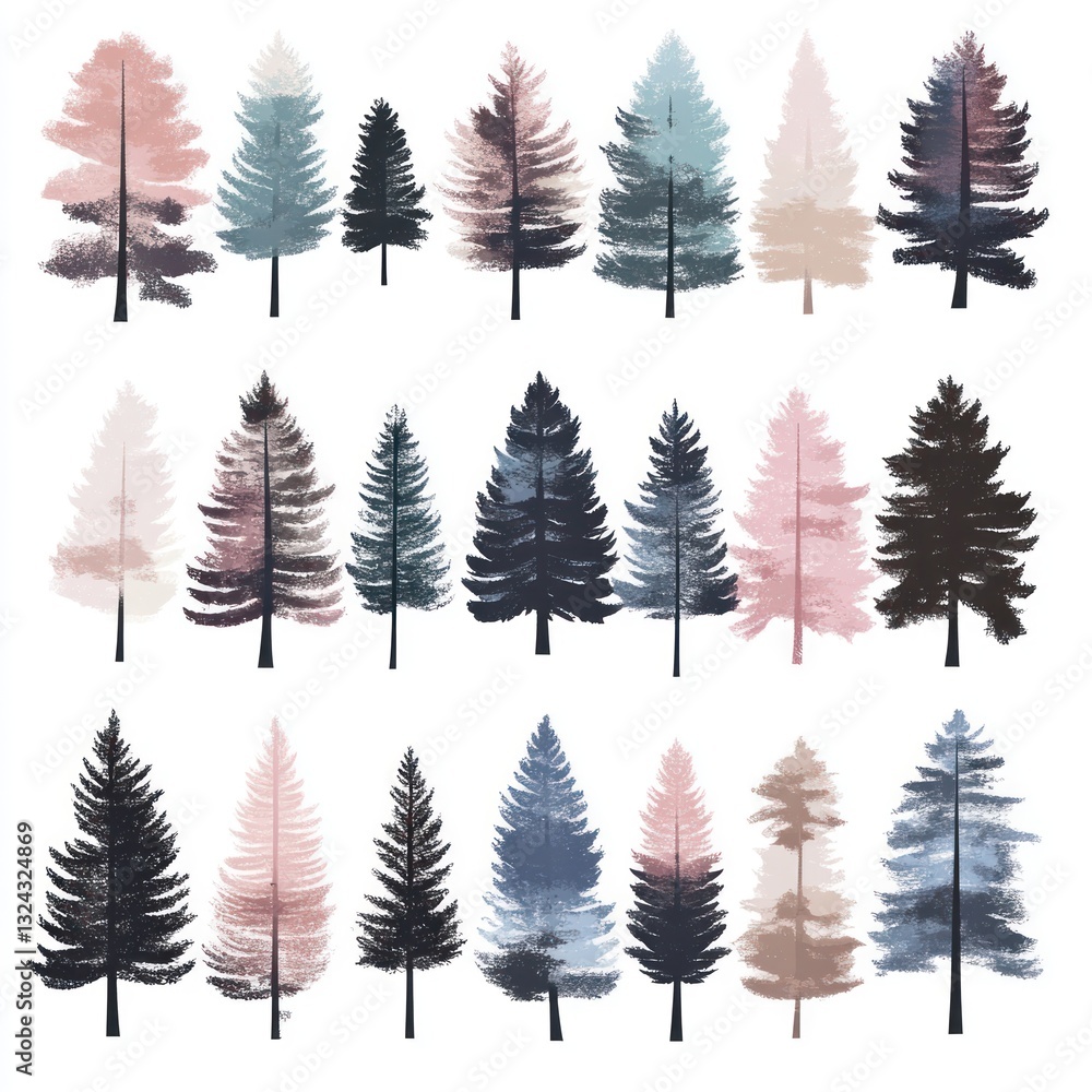 Obraz premium Watercolor Forest Trees