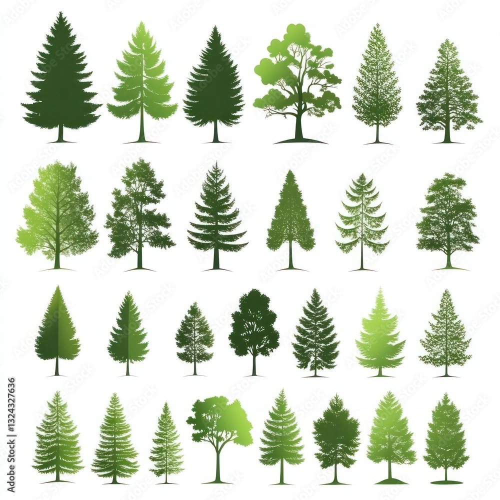 Fototapeta premium Green Tree Silhouettes