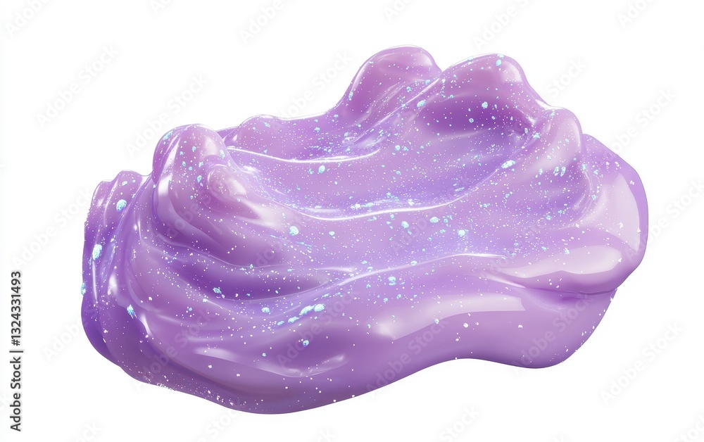 Soft lavender slime with embedded opal-like flecks, isolated on clear white background Soft lavender slime with embedded opal-like flecks, isolated on clear white background