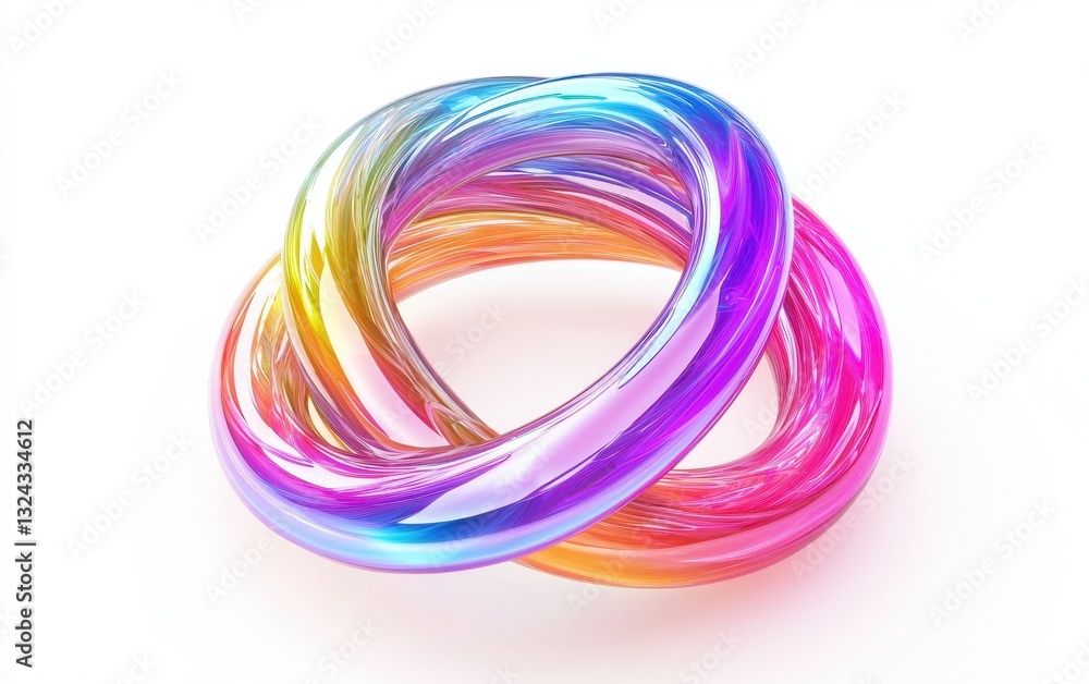 Mesmerizing infinity loop of glowing rainbow energy, isolated on clear white background Mesmerizing infinity loop of glowing rainbow energy, isolated on clear white background