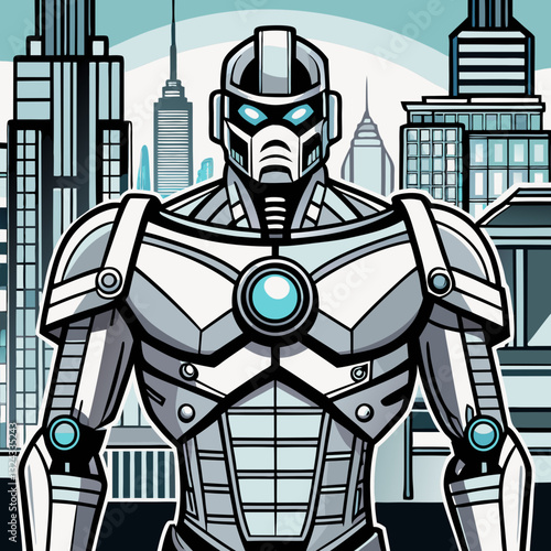 A Futuristic Robot Line Art vector, Sci-Fi Android Cyber Warrior Drawing,AI Robot Coloring Page for kids, Detailed Robot Line Art Sketch, Robot outline, Detailed Robot Line Art Sketch vector clip art.