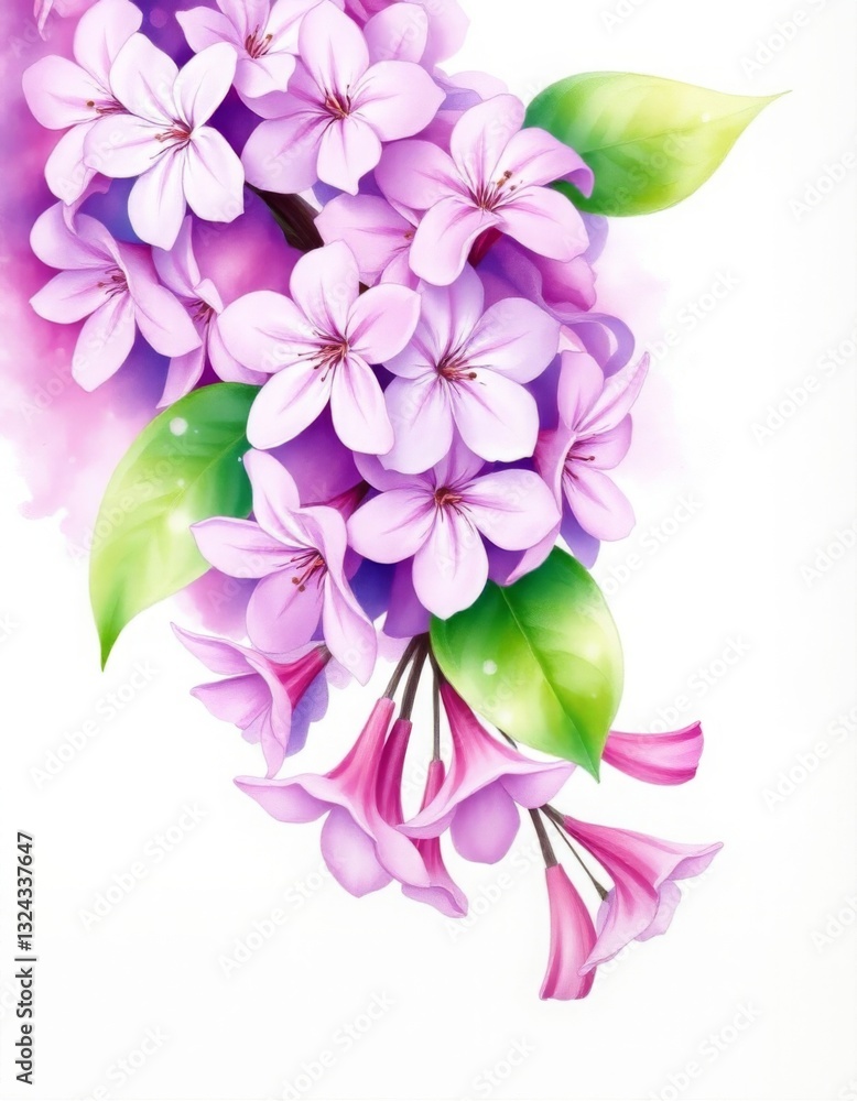 Fototapeta premium Watercolor illustration of purple flowers