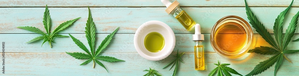 light background with an application of hemp or cannabis essential oil light background with an application of hemp or cannabis essential oil