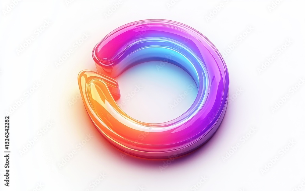 Vibrant neon swirl with glowing gradients, isolated on clear white background Vibrant neon swirl with glowing gradients, isolated on clear white background
