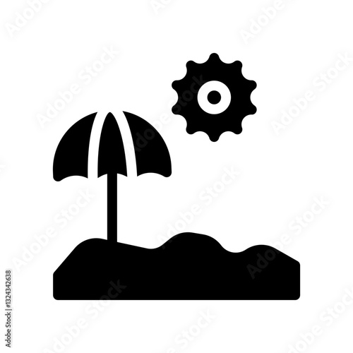 beach umbrella glyph icon