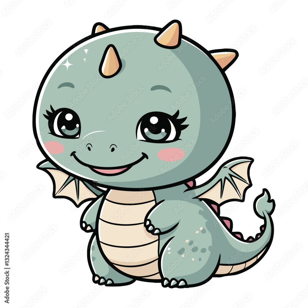 Obraz premium Charming Tiny Happy Dragon