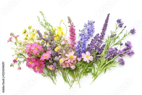A vibrant bouquet of wildflowers celebrates spring's beauty and color in full bloom isolated on transparent background
