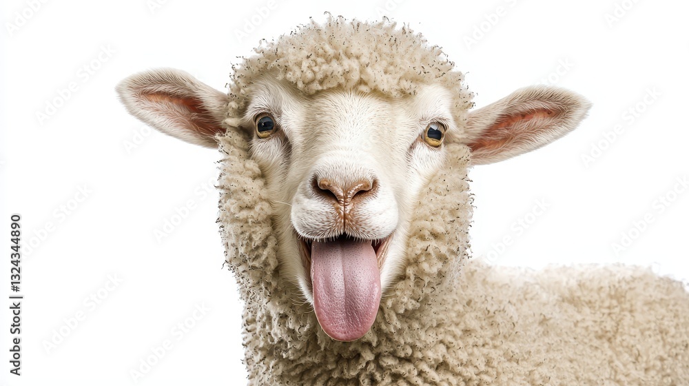 Obraz premium Sheep Portrait, Happy Expression, Studio