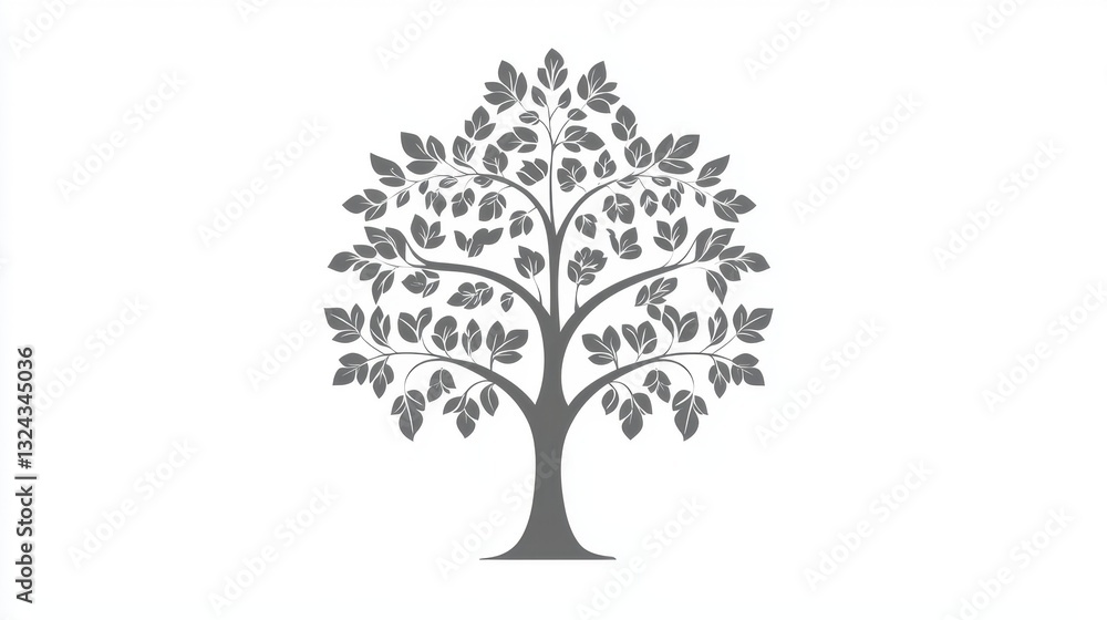 Obraz premium Simple Gray Tree Graphic Design