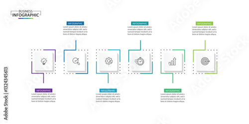 6 Step Infographic element design Vector template for presentation.	