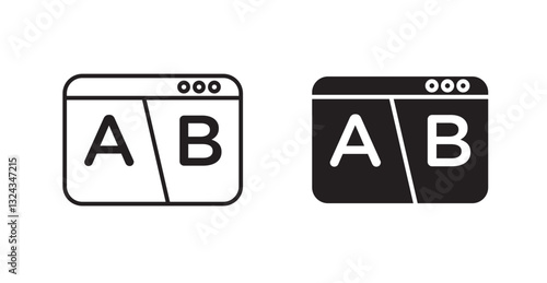 A B test thin line and fill vector icons set
