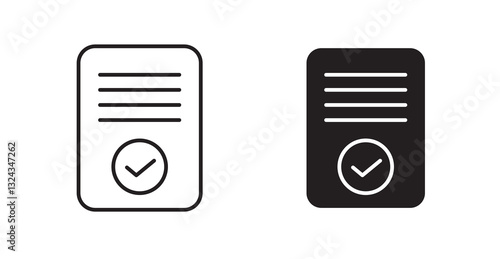 Agreement thin line and fill vector icons set