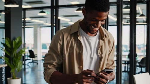 The Man Using Smartphone Happily