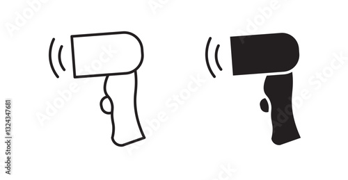 Barcode scanner thin line and fill vector icons set