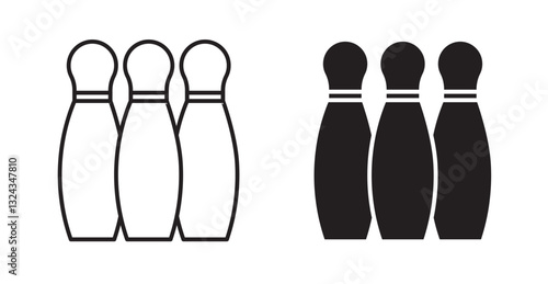 Bowling thin line and fill vector icons set