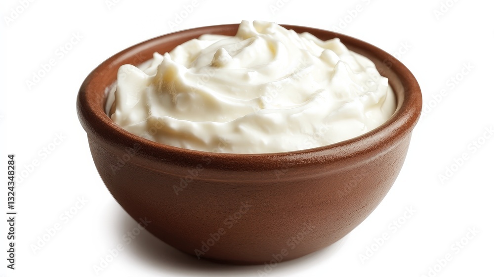 Bowl of Greek Yogurt Isolated on White Background Bowl of Greek Yogurt Isolated on White Background