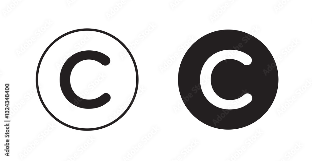 Copyright thin line and fill vector icons set Copyright thin line and fill vector icons set