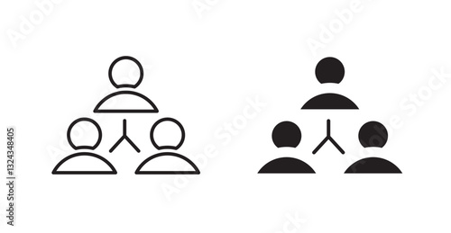 Collaboration thin line and fill vector icons set