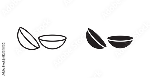 contact lenses thin line and fill vector icons set