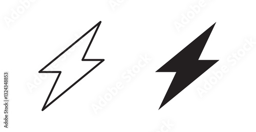 Electricity thin line and fill vector icons set