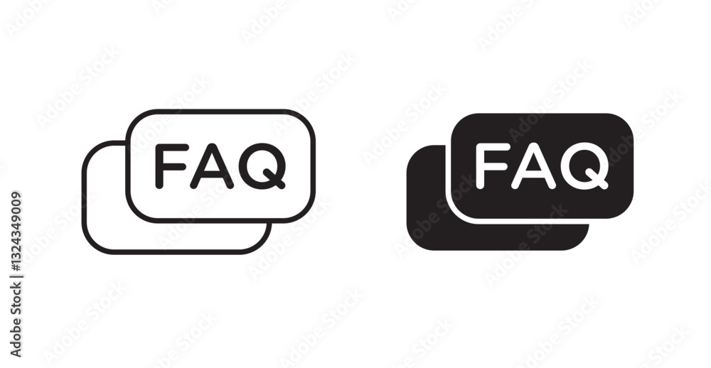 FAQs thin line and fill vector icons set FAQs thin line and fill vector icons set