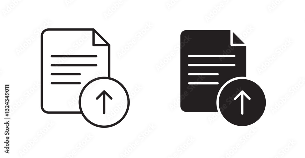 File upload thin line and fill vector icons set File upload thin line and fill vector icons set