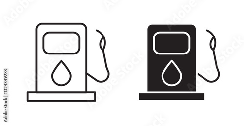 Fuel thin line and fill vector icons set