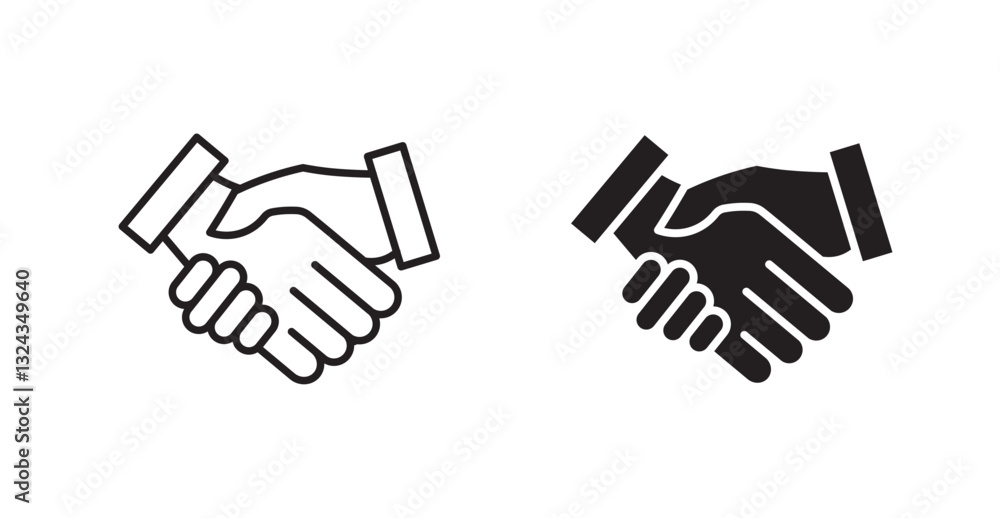 Handshake thin line and fill vector icons set Handshake thin line and fill vector icons set
