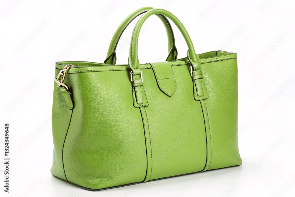 Green Handbag with Structured Design and Metal Details Green Handbag with Structured Design and Metal Details