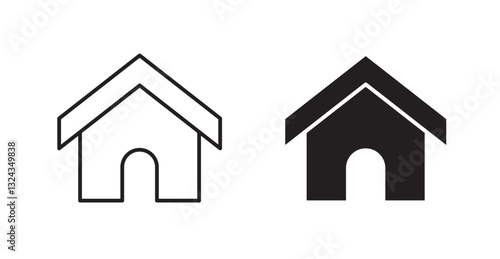 Home thin line and fill vector icons set